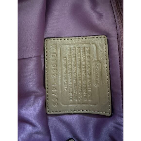 Coach Light Taupe Turnlock Canvas Shoulder Bag - Picture 8 of 11